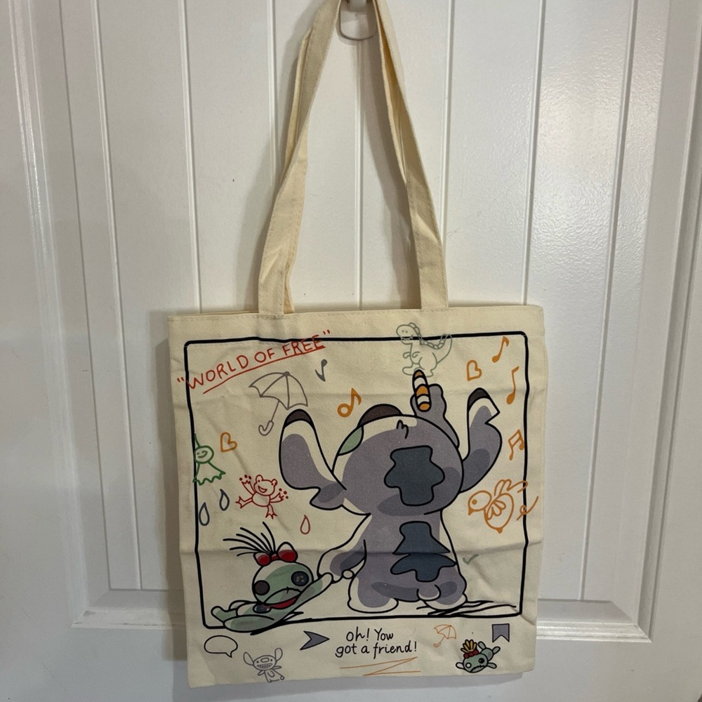 Cream Tote Bag with Cartoon Print LILO and Stitch NWOT Disney